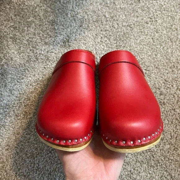 Troentorp Da Vinci Red Leather Clogs - Picture 5 of 7